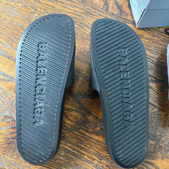 Balenciaga Smooth Pool Slide Rubber Logo Mens size 14/E47 - Picture 3 of 6